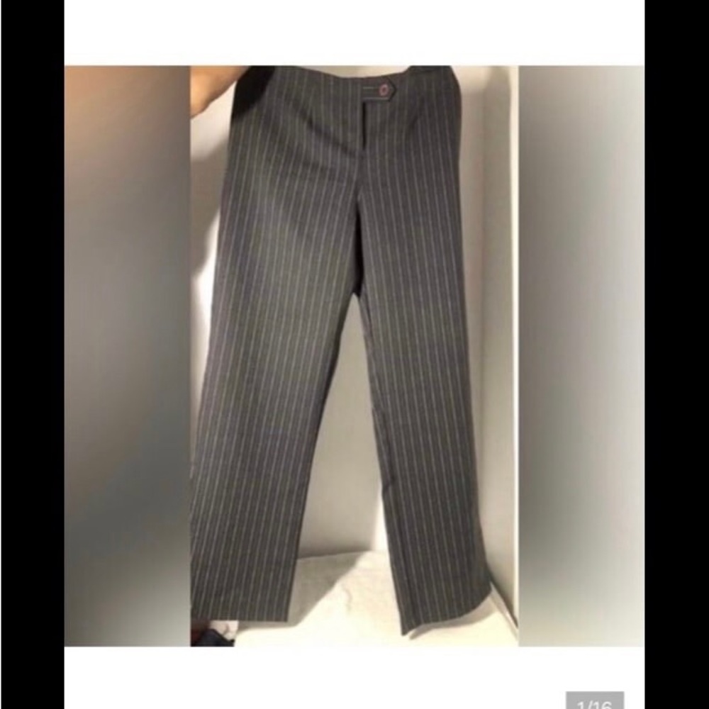 Y2k VTG NWT Women's Pinstripe Straight-Leg Trousers - Dark Gray